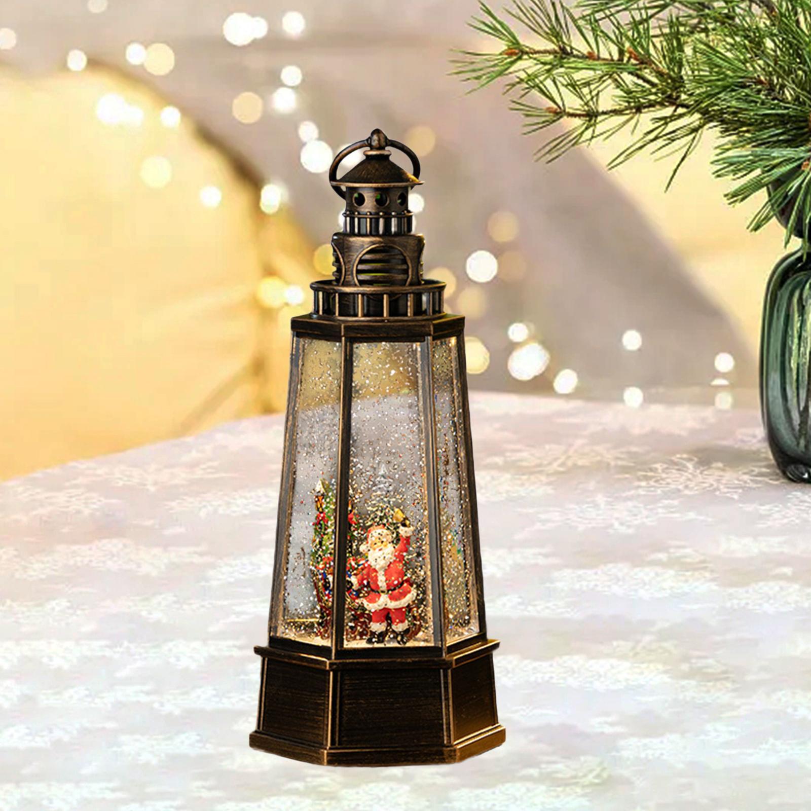 Snow Globe Musical - クリスマススノーグローブランタンオルゴール、水が渦巻き回る音楽付き、キラキラ光るオルゴール、デスク、フェスティバル、ホームパーティー、寝室用