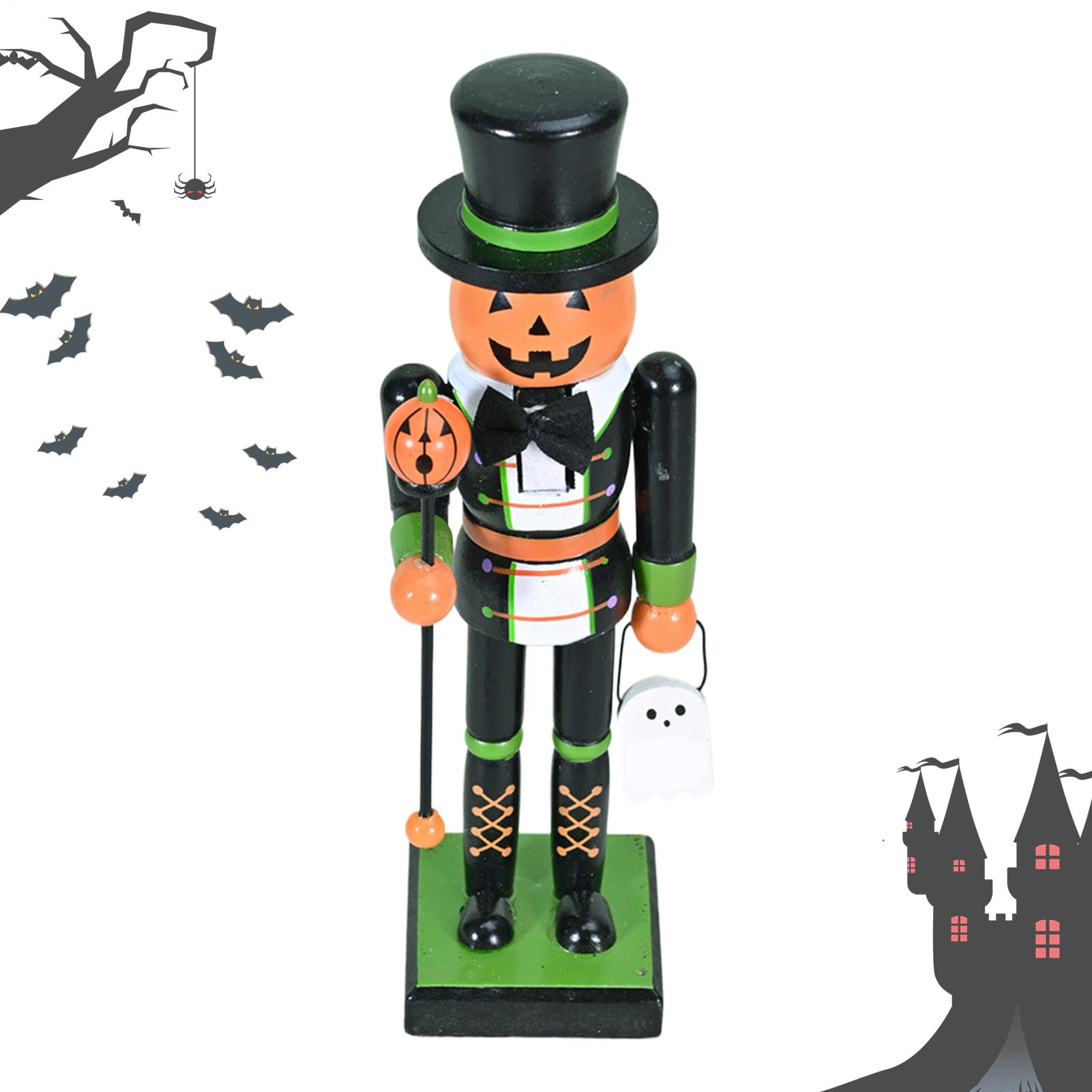 Nutcracker Figurine - ハロウィンくるみ割り人形フィギュア木製くるみ割り人形フィギュアホリデー装飾ハロウィン置物グッズバッグフィラー家庭用ディスプレイ
