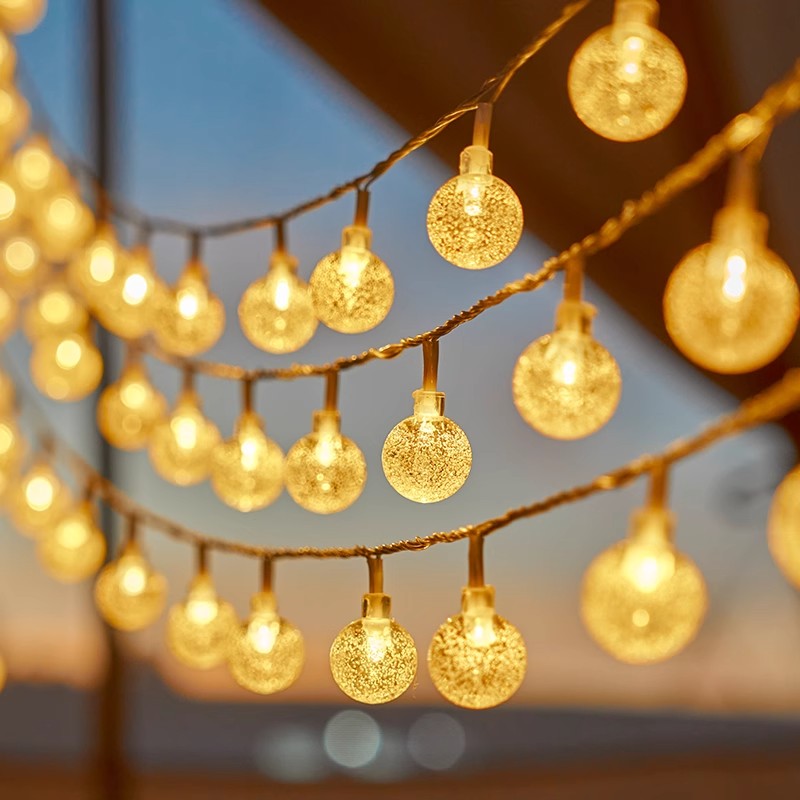 Christmas Lights Outdoor - LEDソーラー屋外防水バブルボールストリングライト、キャンプ、風景の木、中庭、クリスマス装飾
