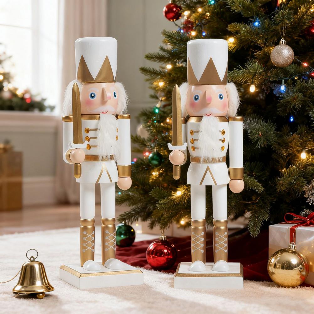 Nutcracker Figurine - 10インチのくるみ割り人形、木製クリスマスくるみ割り人形の兵隊の置物、立ち姿のくるみ割り人形、暖炉の棚、卓上装飾