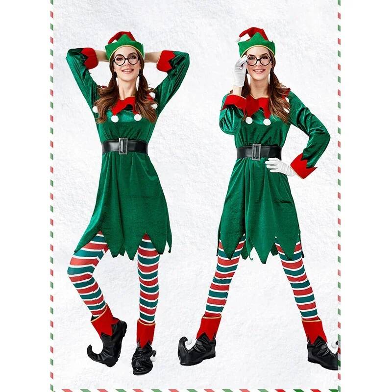 サンタクロースのコスプレ衣装クリスマスグリーンクリスマスエル - Elf Costume Christmas のレビューと価格