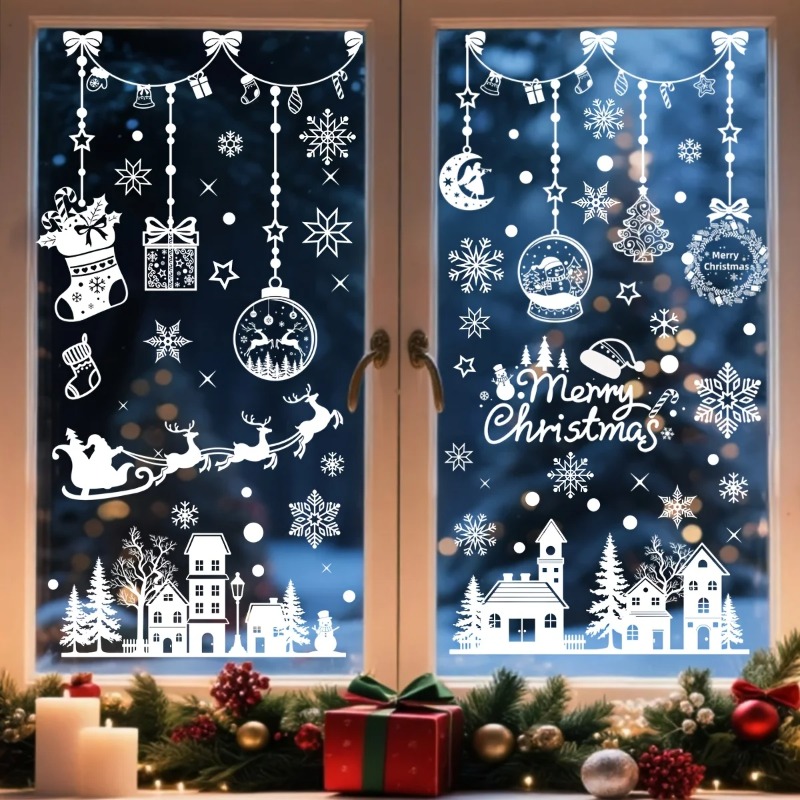 196枚/9シート クリスマス静電気ウィンドウデカール、残留 - Snowflake Window Decal のレビューと価格
