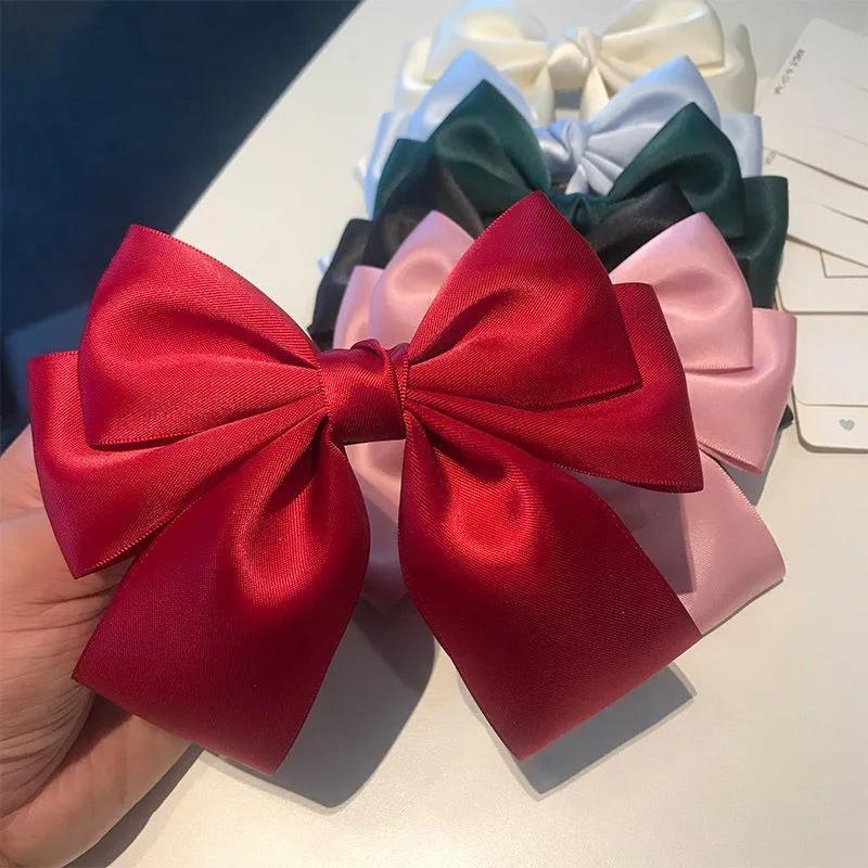 無地のリボンヘアクリップ、新しい女性用ボウノットバレッタ、女 - Ribbon Bow Gift のレビューと価格