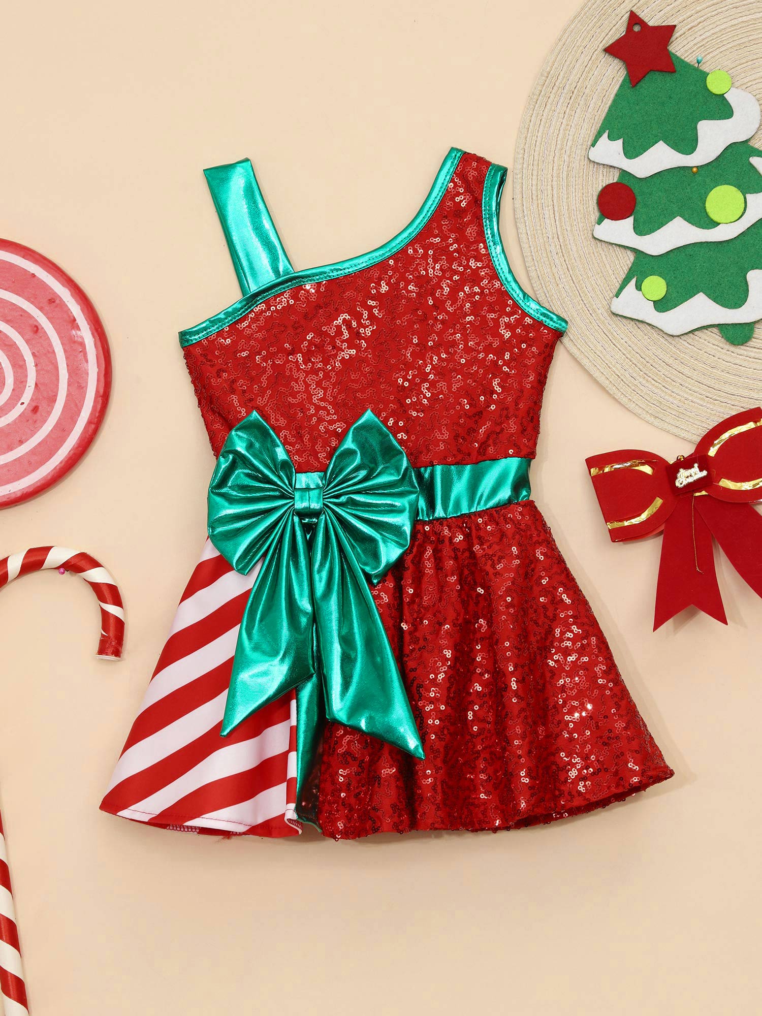 キッズガールズクリスマスパーティードレスノースリーブ光沢のあ - Elf Costume Christmas のレビューと価格