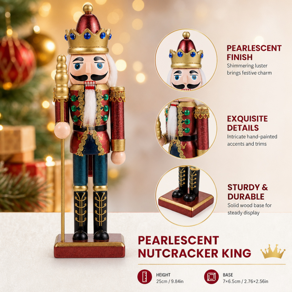 25CM 新しいくるみ割り人形兵士入荷 パール光沢木製フィギ - Nutcracker Figurine のレビューと価格